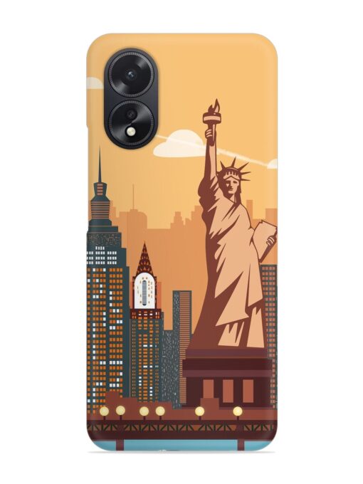 New York Statue Of Liberty Architectural Scenery Snap Case for Oppo A38 Zapvi