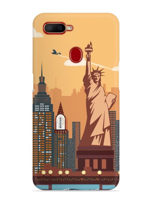 New York Statue Of Liberty Architectural Scenery Snap Case for Oppo A7 Zapvi