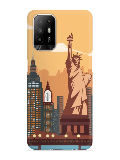 New York Statue Of Liberty Architectural Scenery Snap Case for Oppo F19 Pro Plus Zapvi