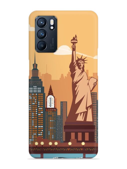 New York Statue Of Liberty Architectural Scenery Snap Case for Oppo Reno 6 (5G) Zapvi