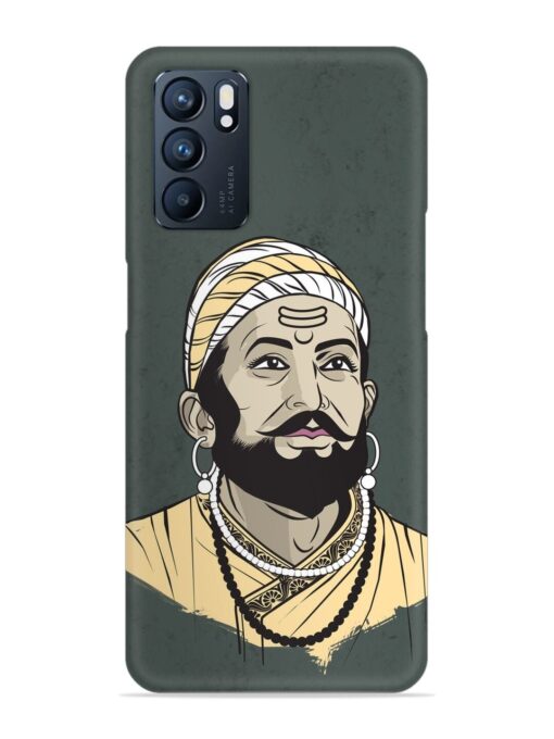 Shivaji Maharaj Vector Art Snap Case for Oppo Reno 6 (5G) Zapvi