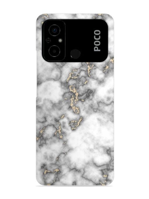 Gray And Gold Marble Snap Case for Poco C55 Zapvi