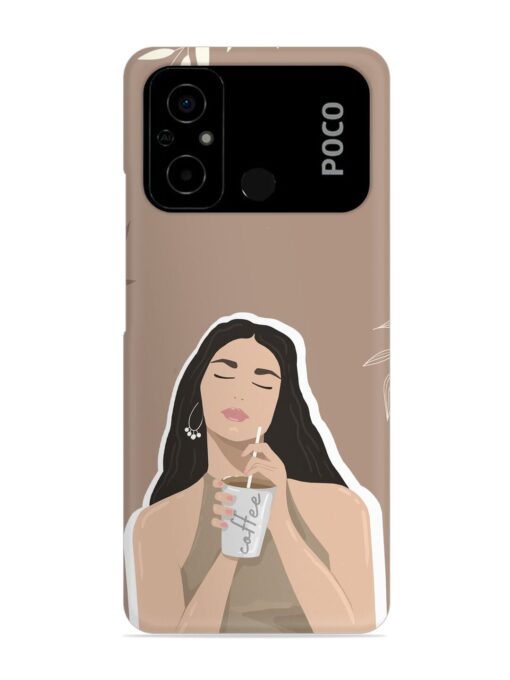 Girl With Coffee Snap Case for Poco C55 Zapvi