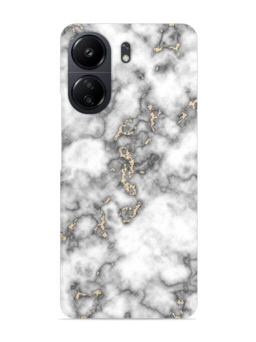 Gray And Gold Marble Snap Case for Poco C65 Zapvi