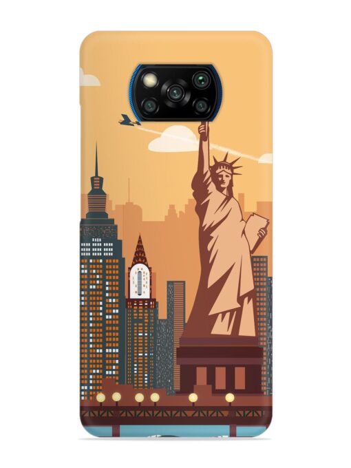 New York Statue Of Liberty Architectural Scenery Snap Case for Poco X3 Pro Zapvi