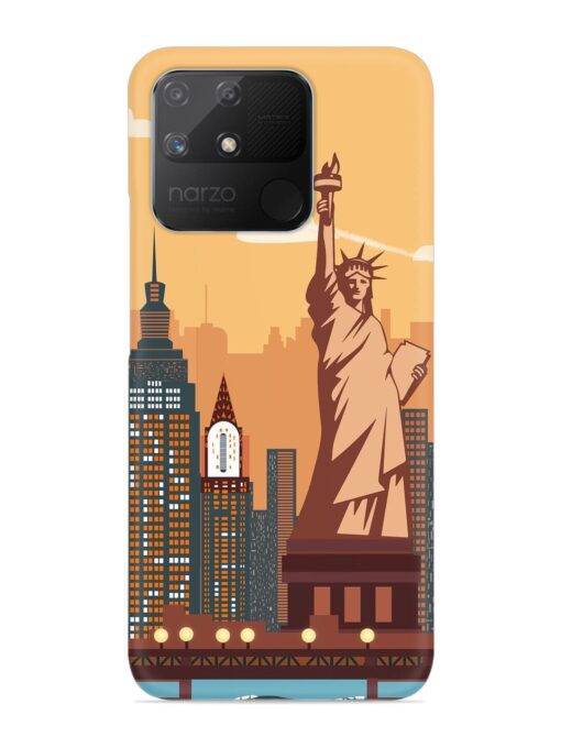 New York Statue Of Liberty Architectural Scenery Snap Case for Realme Narzo 50A Zapvi