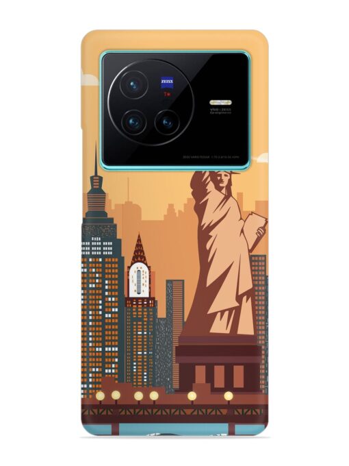 New York Statue Of Liberty Architectural Scenery Snap Case for Vivo X80 Zapvi