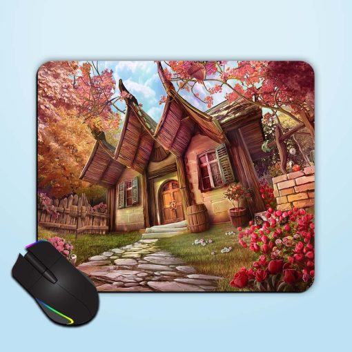 Anime House Illustration Mouse Pad