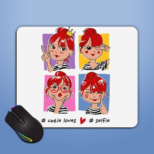 Selfie Slogan Cartoon Mouse Pad Zapvi