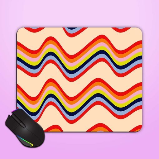 Wavy Rainbow Stripe Mouse Pad Zapvi