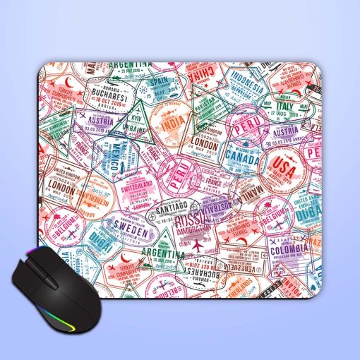 Passport Visa Stamps Mouse Pad Zapvi