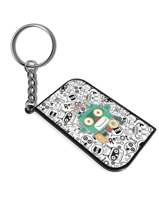 Robot Modern Seamless Pattern Keychain Zapvi