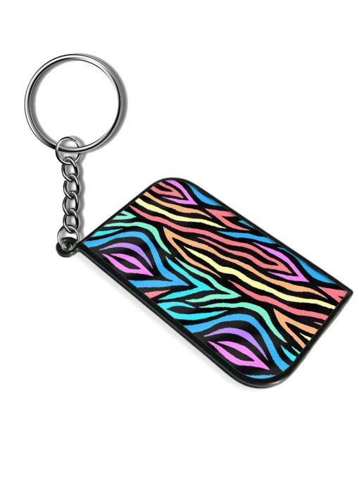 Colorful Abstract Zebra Keychain Zapvi