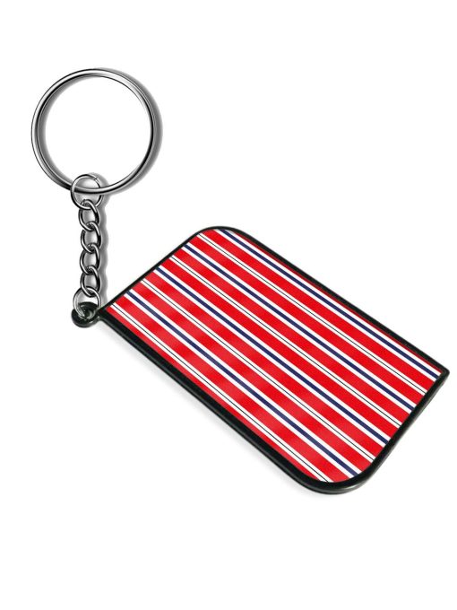 Background Stripes Blue Keychain Zapvi