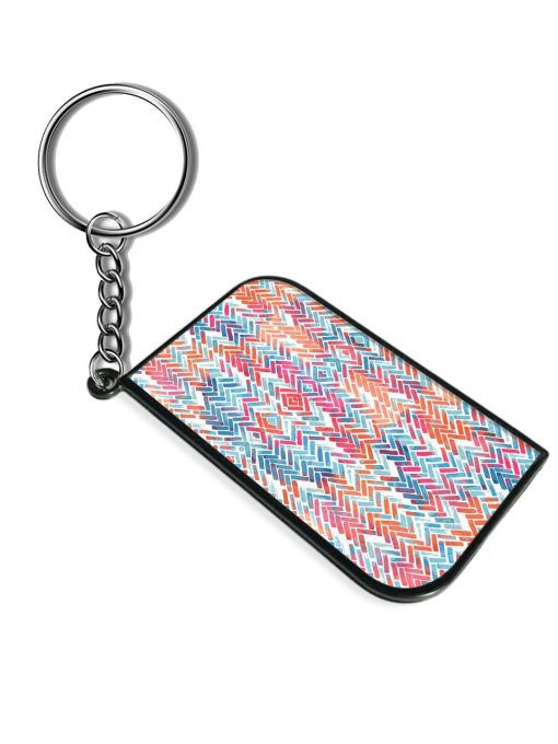 Zigzag Lines Watercolor Keychain Zapvi