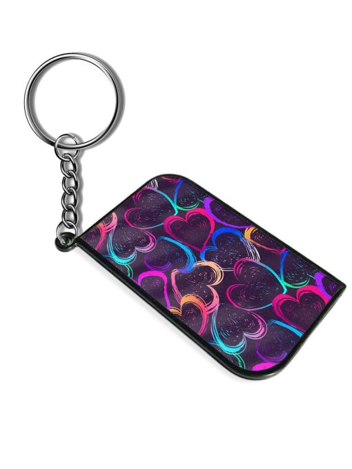 Abstract Seamless Hearts Keychain Zapvi