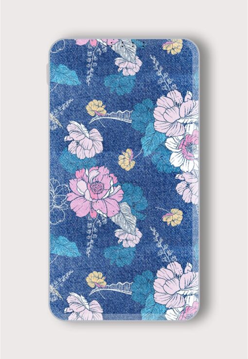 Denim Floral Background Printed Designer 10000 mAh PowerBank Zapvi