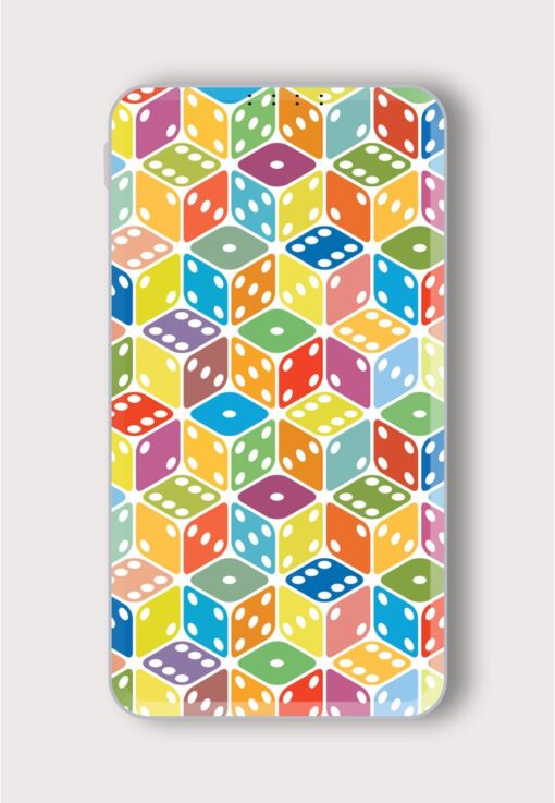 Vector Multicolored Dice Printed Designer 10000 mAh PowerBank Zapvi