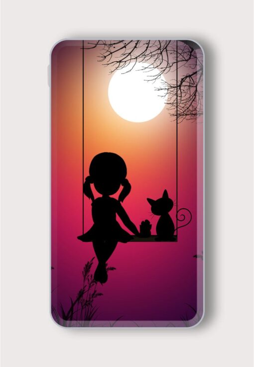 Girl With Cat Printed Designer 10000 mAh PowerBank Zapvi