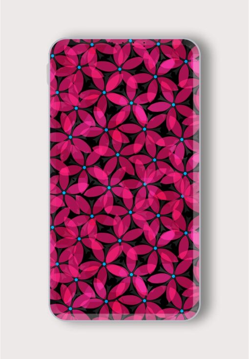 Abstract Pink Flowers Printed Designer 10000 mAh PowerBank Zapvi