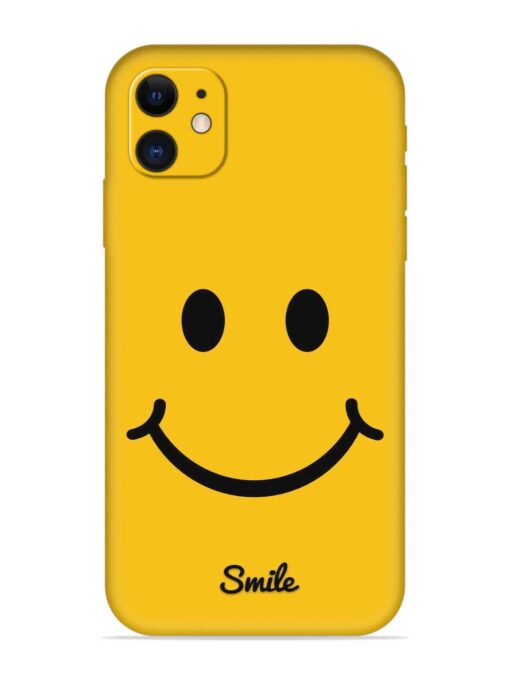 Yellow Smiley Embossed Soft Silicone Case for Apple Iphone 11 Zapvi