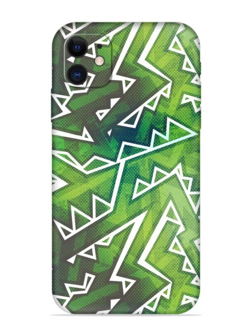 Green Graffiti Seamless Embossed Soft Silicone Case for Apple Iphone 11 Zapvi