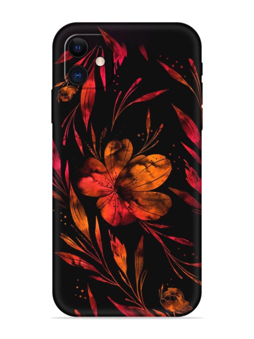 Red Flower Painting Embossed Soft Silicone Case for Apple Iphone 11 Zapvi