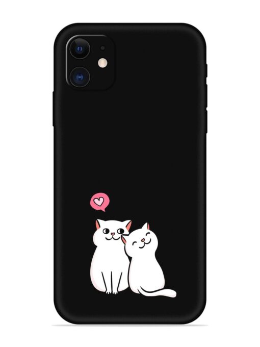 Cute Loving Cats Embossed Soft Silicone Case for Apple Iphone 11 Zapvi