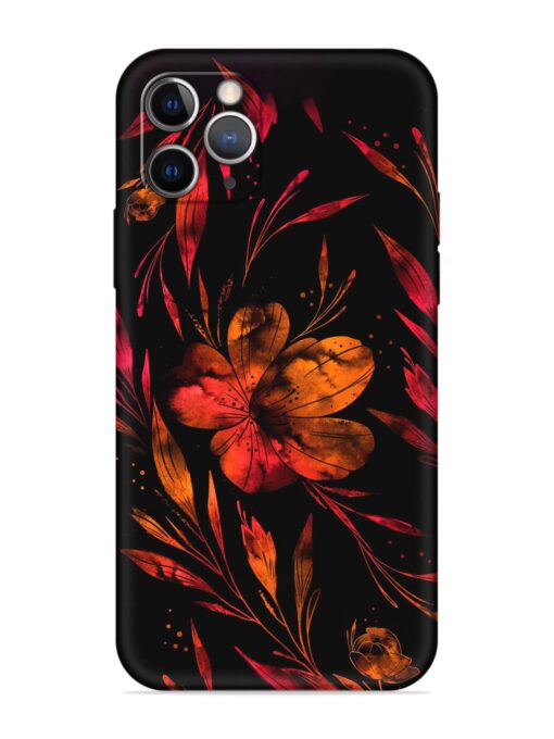 Red Flower Painting Embossed Soft Silicone Case for Apple Iphone 11 Pro