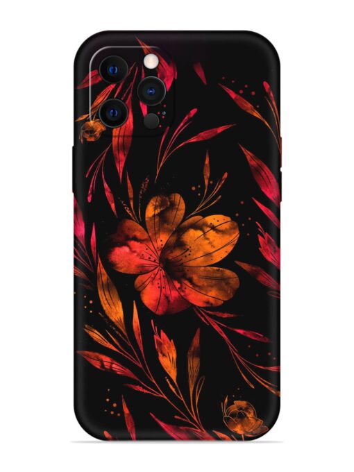 Red Flower Painting Embossed Soft Silicone Case for Apple Iphone 12 Pro Zapvi