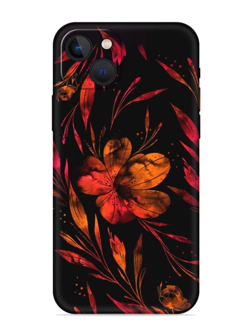 Red Flower Painting Embossed Soft Silicone Case for Apple Iphone 13