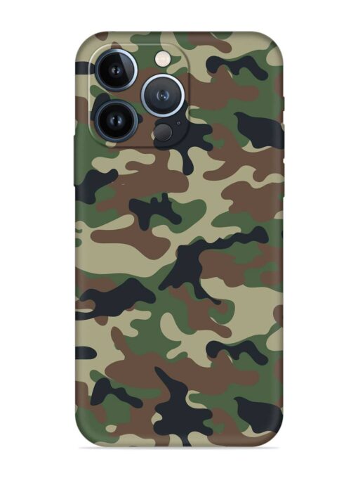 Army Military Camouflage Dark Green Embossed Soft Silicone Case for Apple Iphone 13 Pro