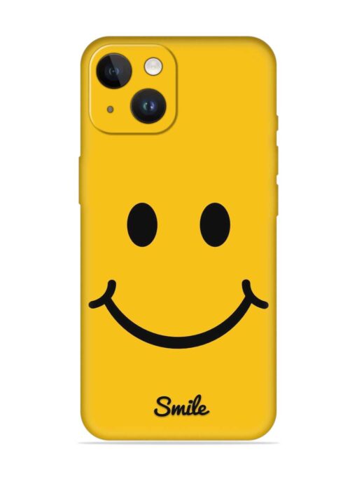 Yellow Smiley Embossed Soft Silicone Case for Apple Iphone 14 Zapvi