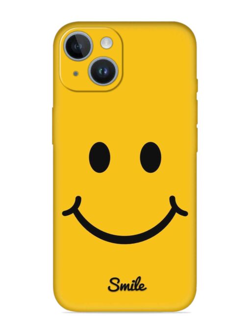 Yellow Smiley Embossed Soft Silicone Case for Apple Iphone 14 Plus Zapvi