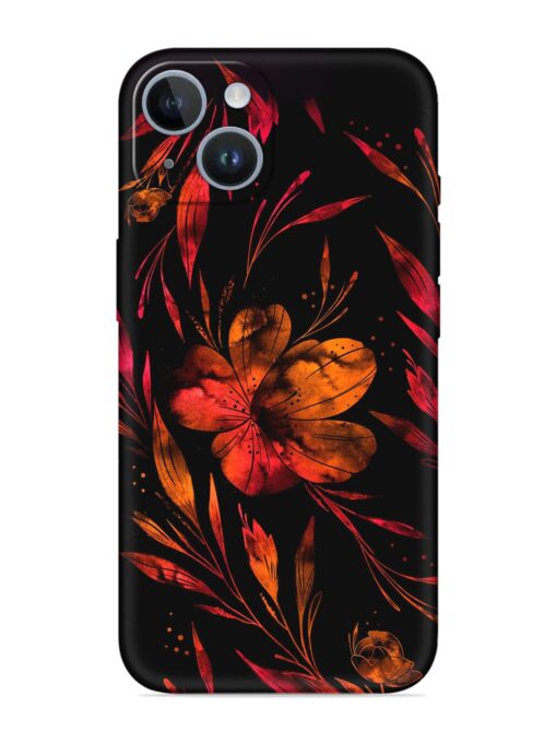 Red Flower Painting Embossed Soft Silicone Case for Apple Iphone 14 Plus Zapvi