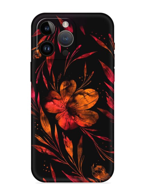 Red Flower Painting Embossed Soft Silicone Case for Apple Iphone 14 Pro Zapvi