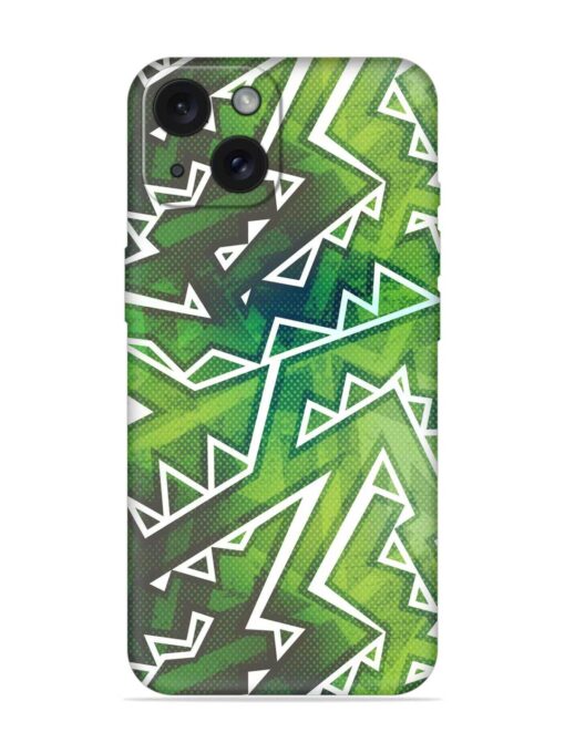 Green Graffiti Seamless Embossed Soft Silicone Case for Apple Iphone 15 Zapvi