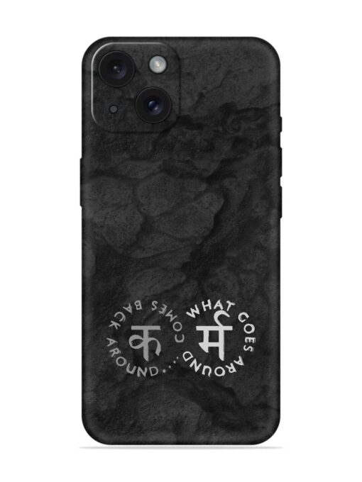 Karma Hindi Word Embossed Soft Silicone Case for Apple Iphone 15 Zapvi