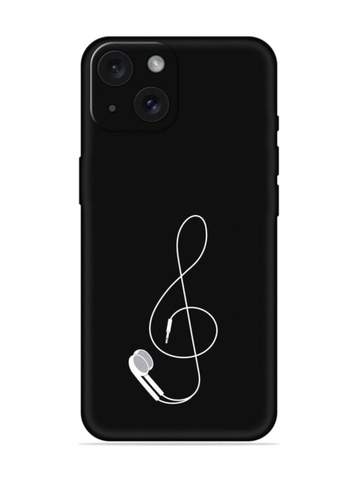 Music Earphone Vector Embossed Soft Silicone Case for Apple Iphone 15 Zapvi