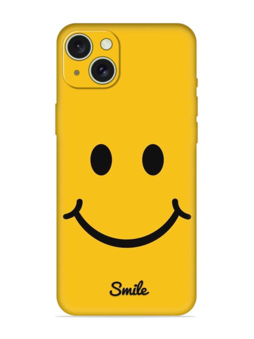 Yellow Smiley Embossed Soft Silicone Case for Apple Iphone 15 Plus Zapvi