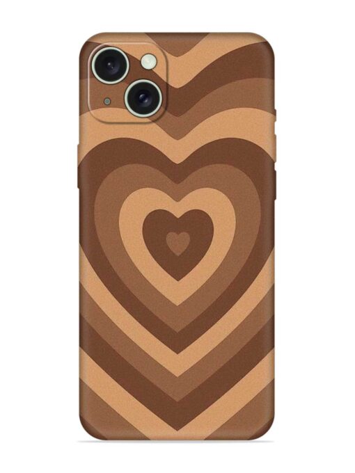 Brown Heart Embossed Soft Silicone Case for Apple Iphone 15 Plus