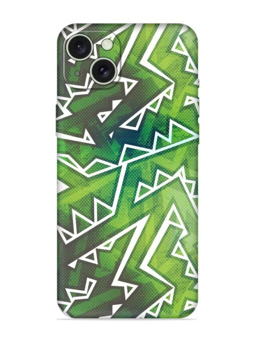 Green Graffiti Seamless Embossed Soft Silicone Case for Apple Iphone 15 Plus Zapvi