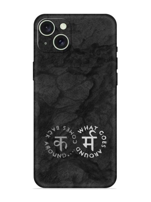 Karma Hindi Word Embossed Soft Silicone Case for Apple Iphone 15 Plus