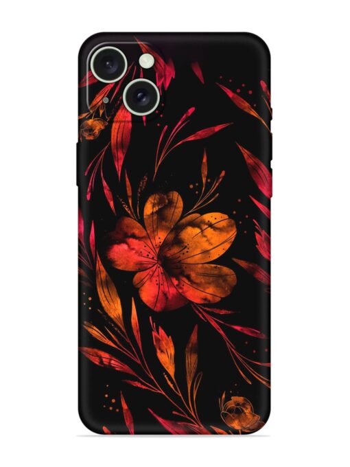 Red Flower Painting Embossed Soft Silicone Case for Apple Iphone 15 Plus Zapvi