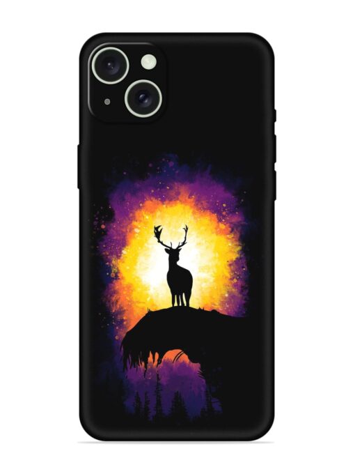 Elk Animal Art Embossed Soft Silicone Case for Apple Iphone 15 Plus Zapvi