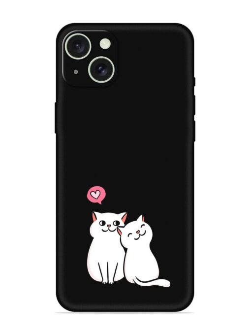 Cute Loving Cats Embossed Soft Silicone Case for Apple Iphone 15 Plus Zapvi