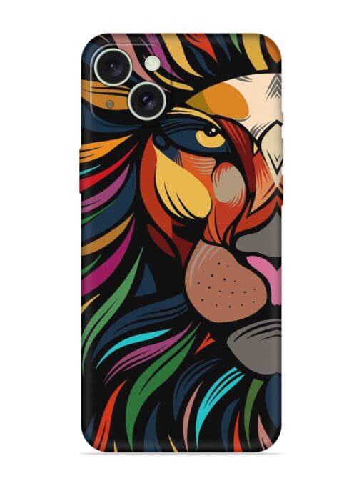 Trippy Lion Art Embossed Soft Silicone Case for Apple Iphone 15 Plus Zapvi