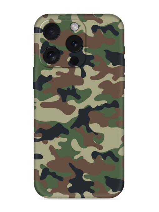 Army Military Camouflage Dark Green Embossed Soft Silicone Case for Apple Iphone 15 Pro Zapvi