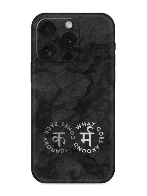 Karma Hindi Word Embossed Soft Silicone Case for Apple Iphone 15 Pro