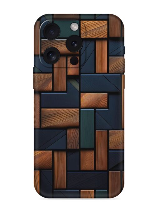 Wooden Background Cubes Embossed Soft Silicone Case for Apple Iphone 15 Pro